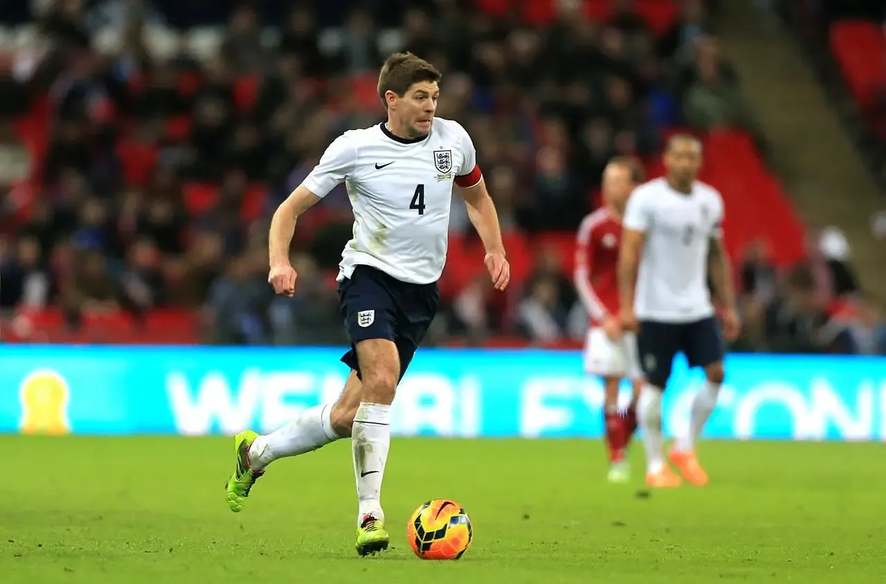 Steven Gerrard in action for England