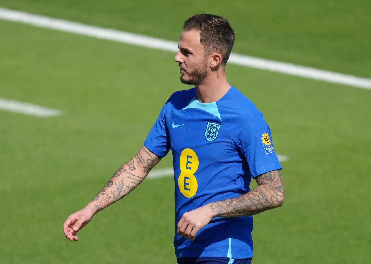 England’s James Maddison during a training session 