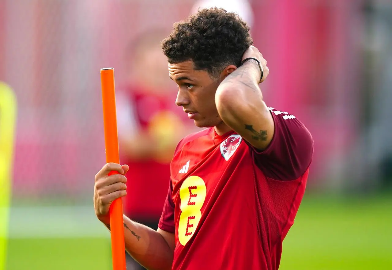 Wale forward Brennan Johnson during a training session