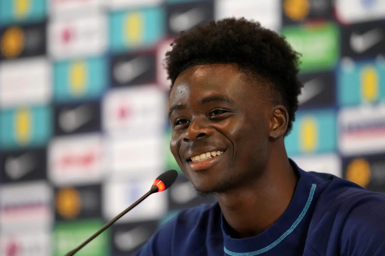 Bukayo Saka during a press conference in Doha, Qatar on Monday