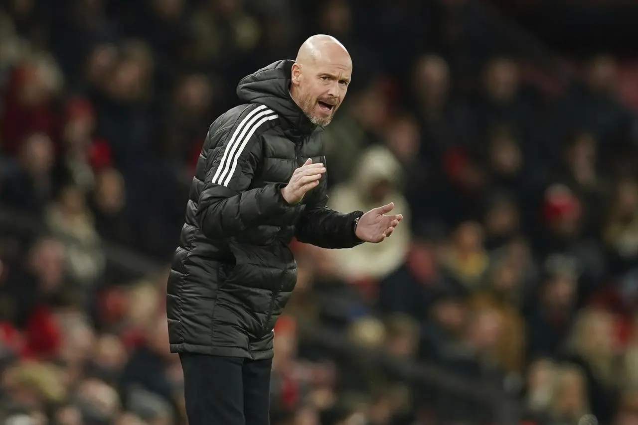 Erik ten Hag during Wednesday's match (Dave Thompson/AP).