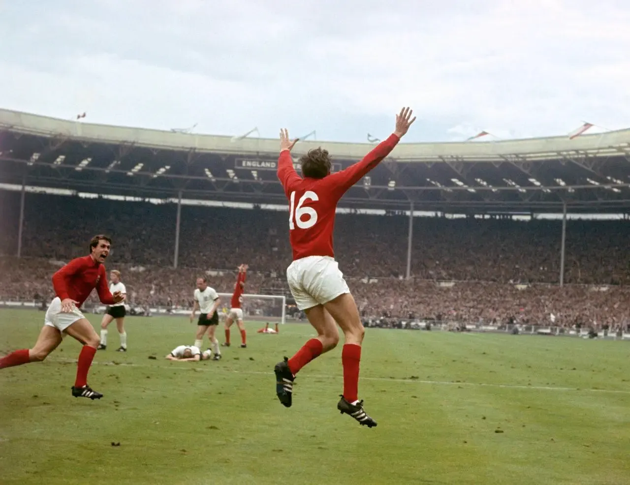 Martin Peters celebrates his goal in the 1966 World Cup final