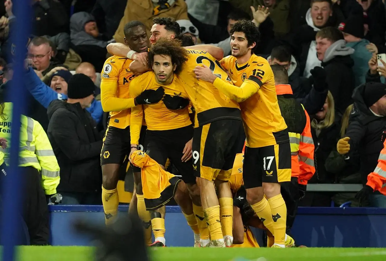 Rayan Ait-Nouri celebrates scoring Wolves' late winner