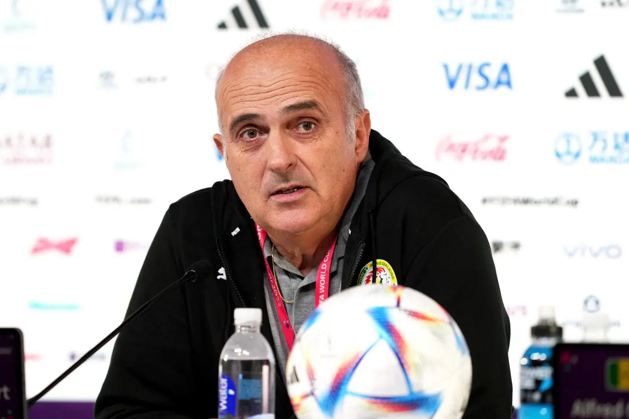 Senegal assistant coach Regis Bogaert during a press conference 