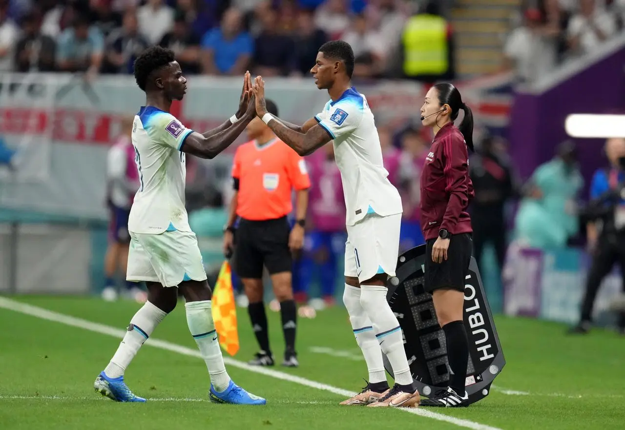 Bukayo Saka, left, and Marcus Rashford