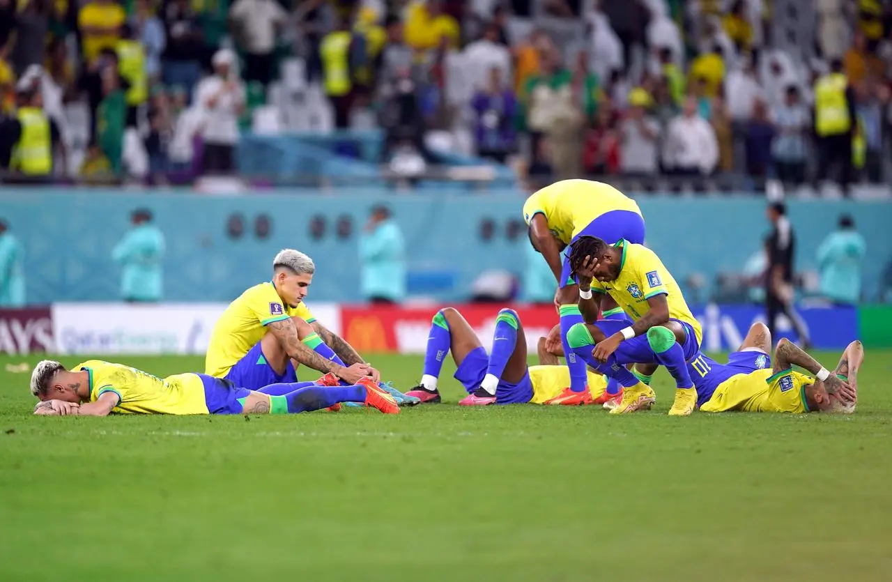 Brazil players react after defeat to Croatia