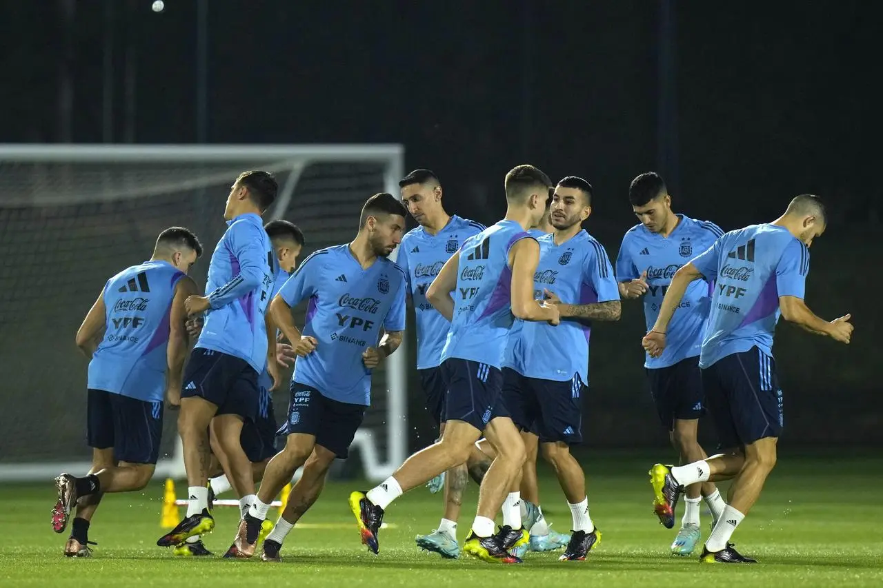 Argentina warm up during a training session