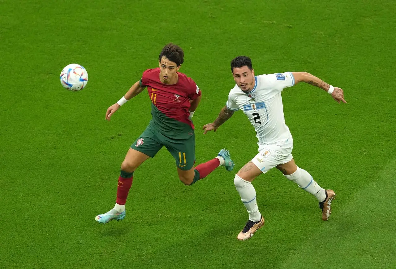 Portugal’s Joao Felix (left) in action