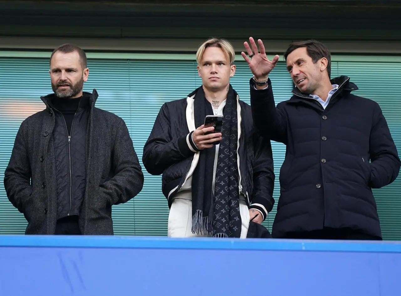 Mykhailo Mudryk, centre, watched from the stands as Chelsea beat Crystal Palace last weekend