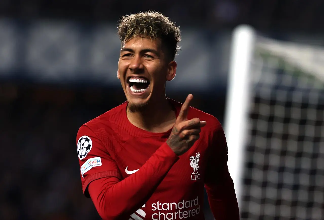 Liverpool’s Roberto Firmino celebrates 