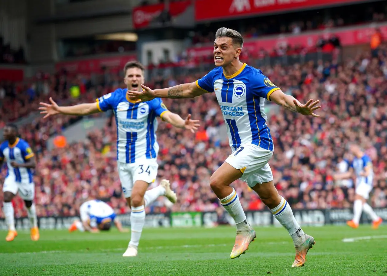 Leandro Trossard scored a hat-trick at Anfield earlier in the season