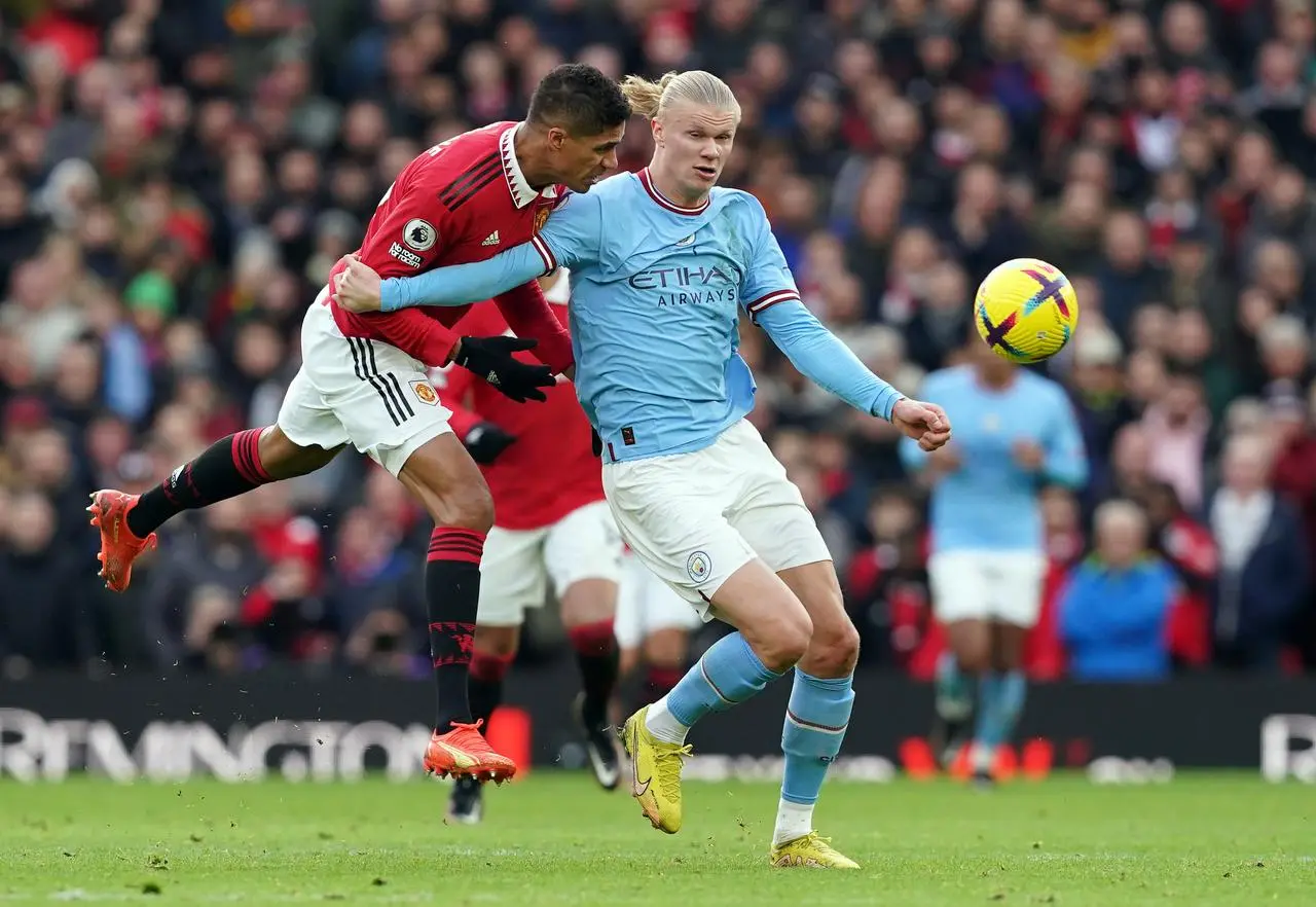 Manchester City's Erling Haaland (right) in action