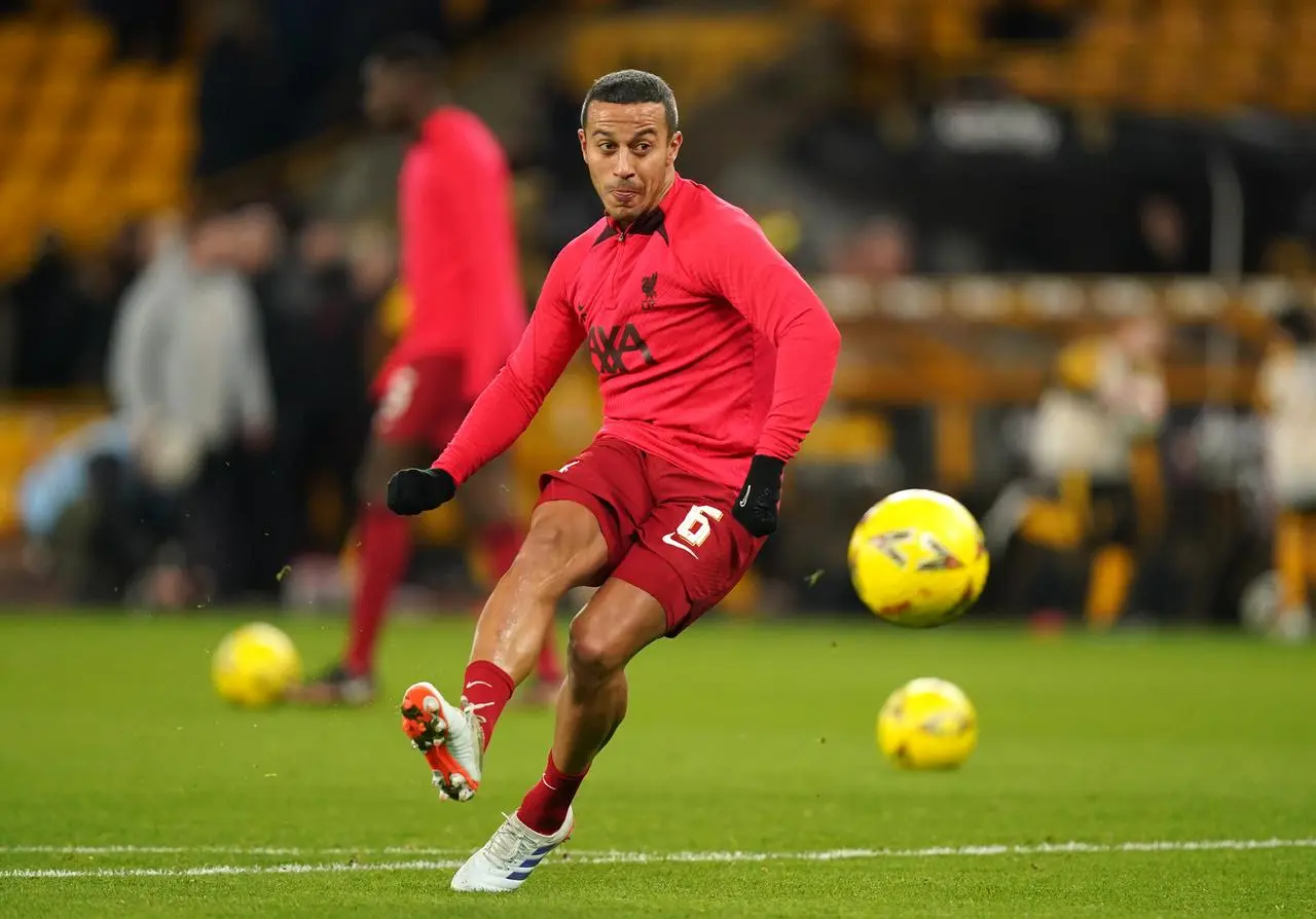 Liverpool’s Thiago Alcantara warms up