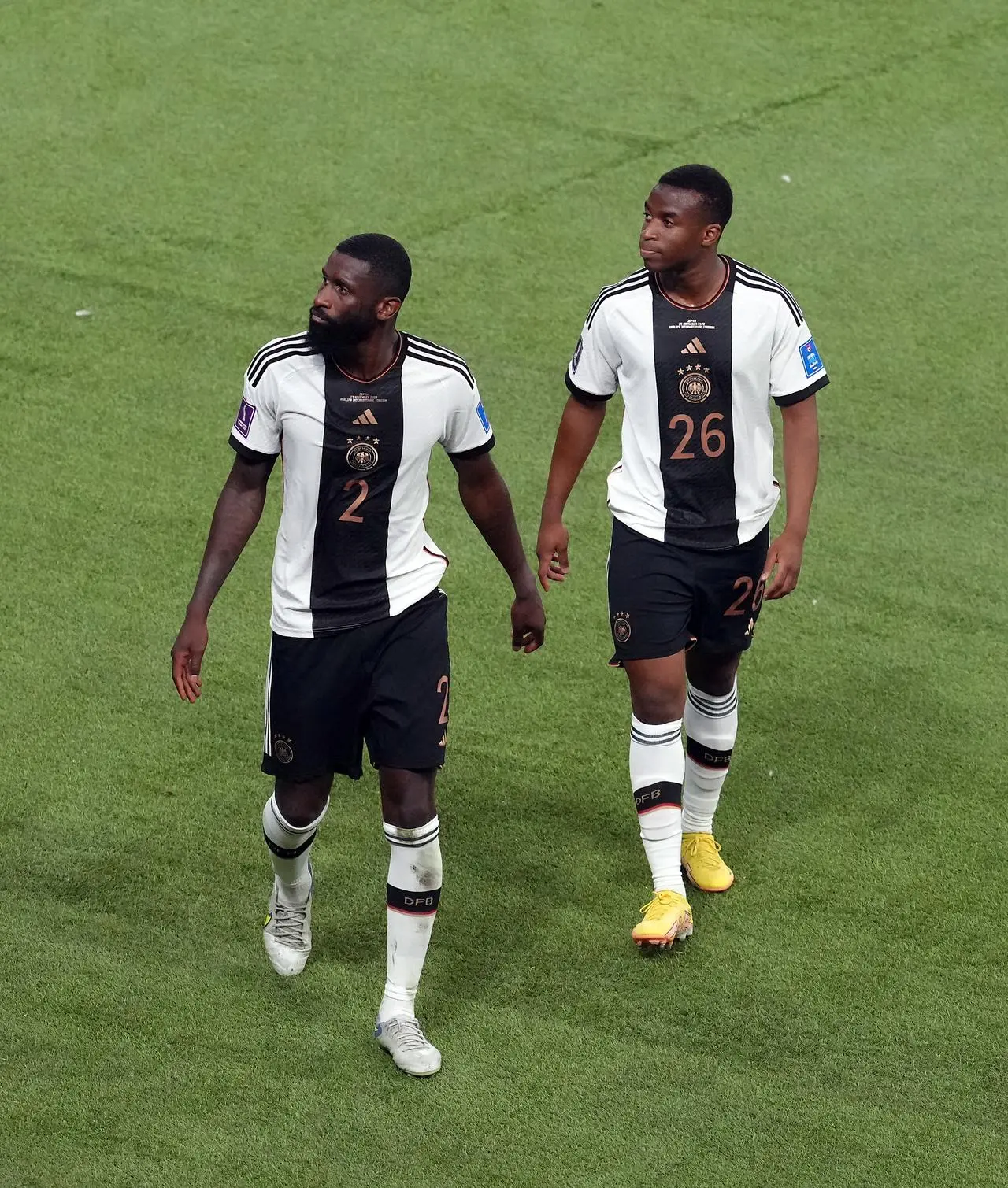 Germany’s Antonio Rudiger and Youssoufa Moukoko (right)