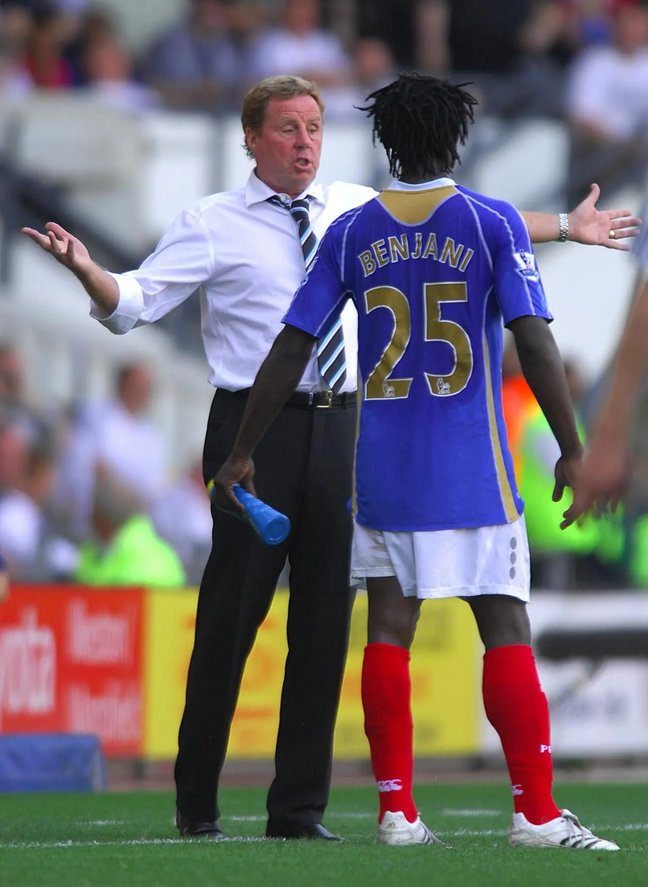 Portsmouth's Harry Redknapp and Benjani Mwaruwari