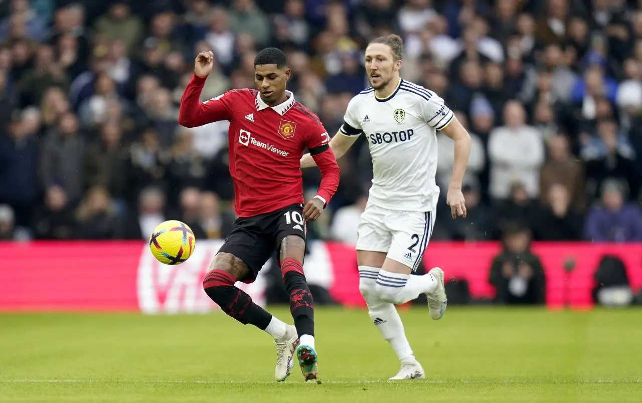 Luke Ayling and Marcus Rashford