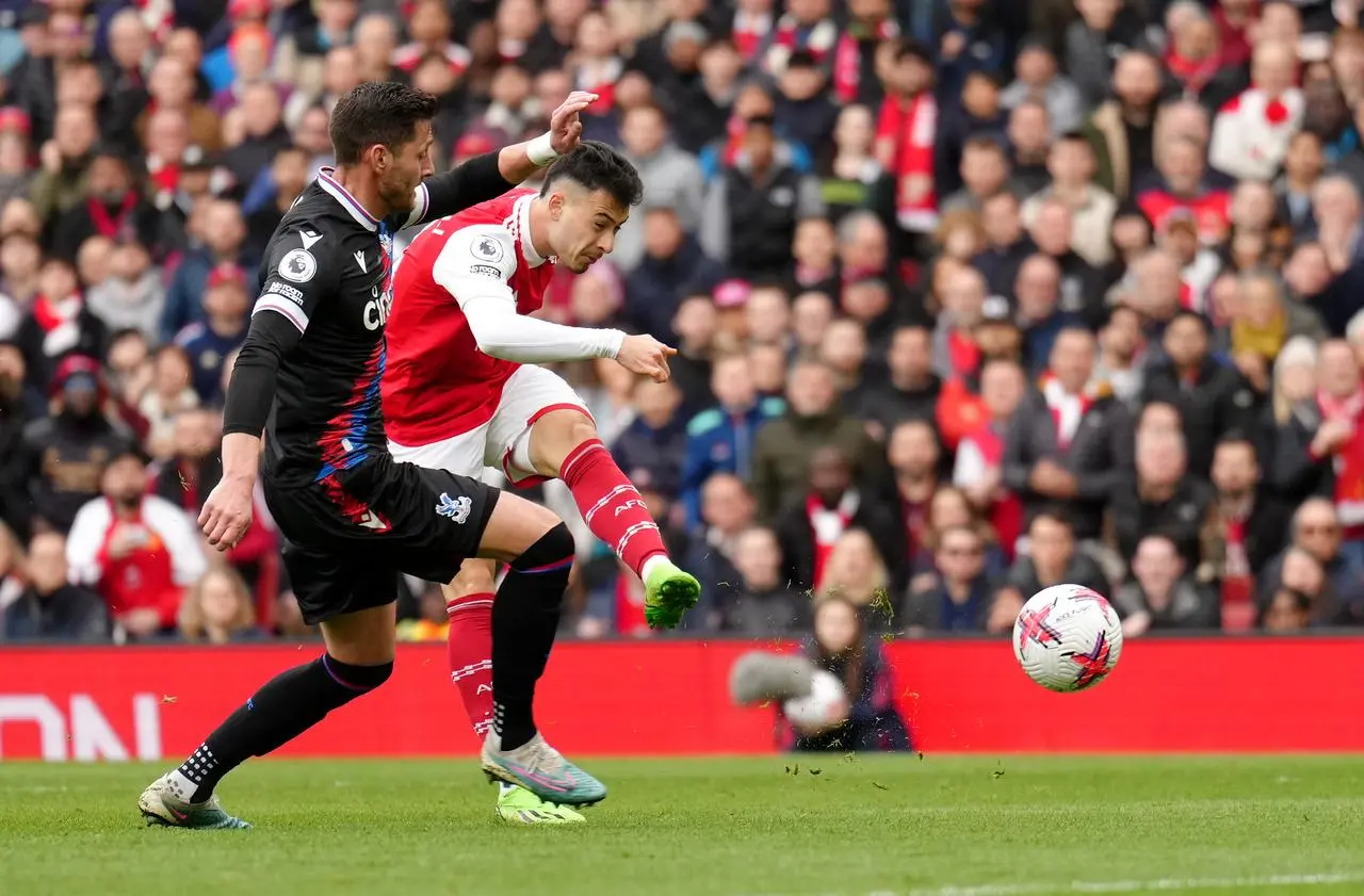 Arsenal’s Gabriel Martinelli breaks the deadlock