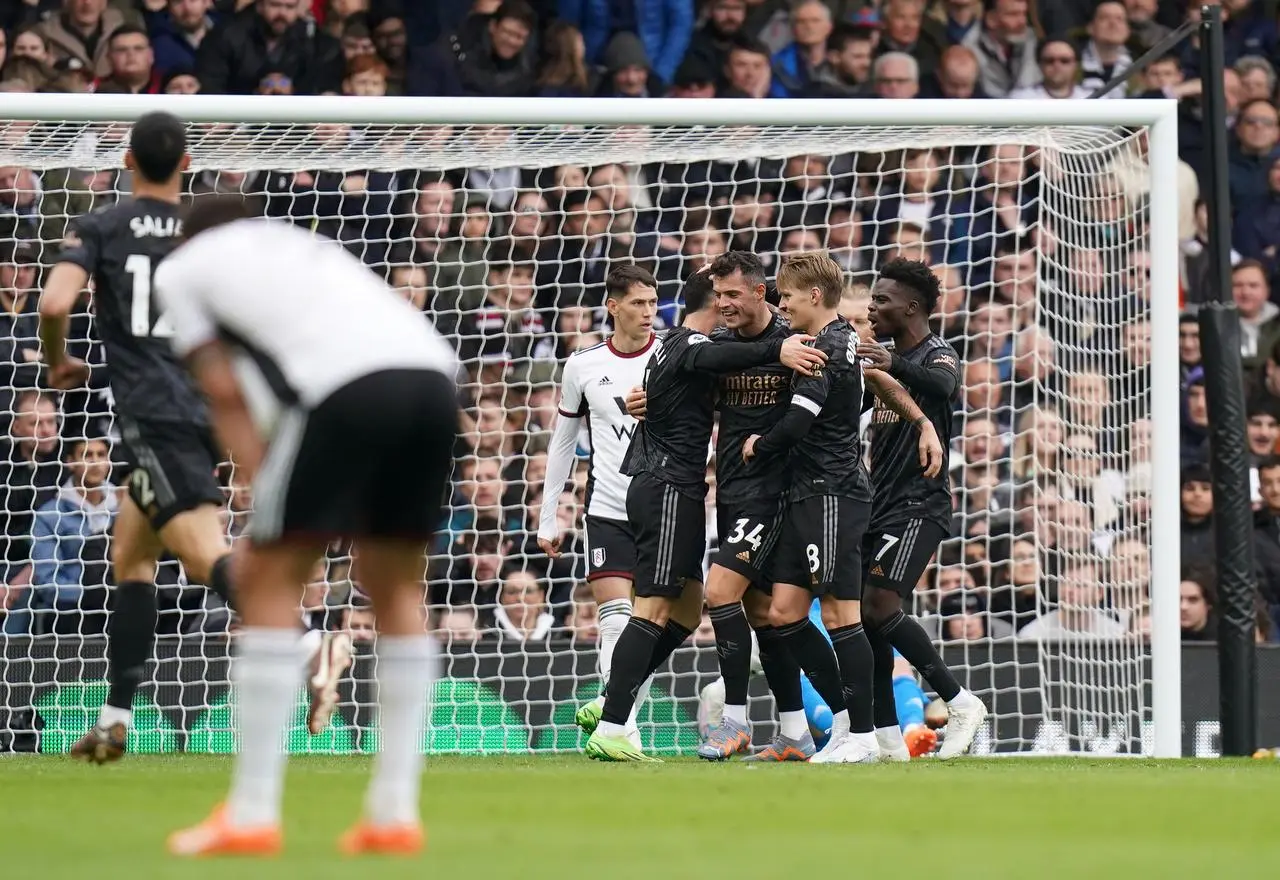 Gabriel Martinelli celebrates scoring Arsenal's second 