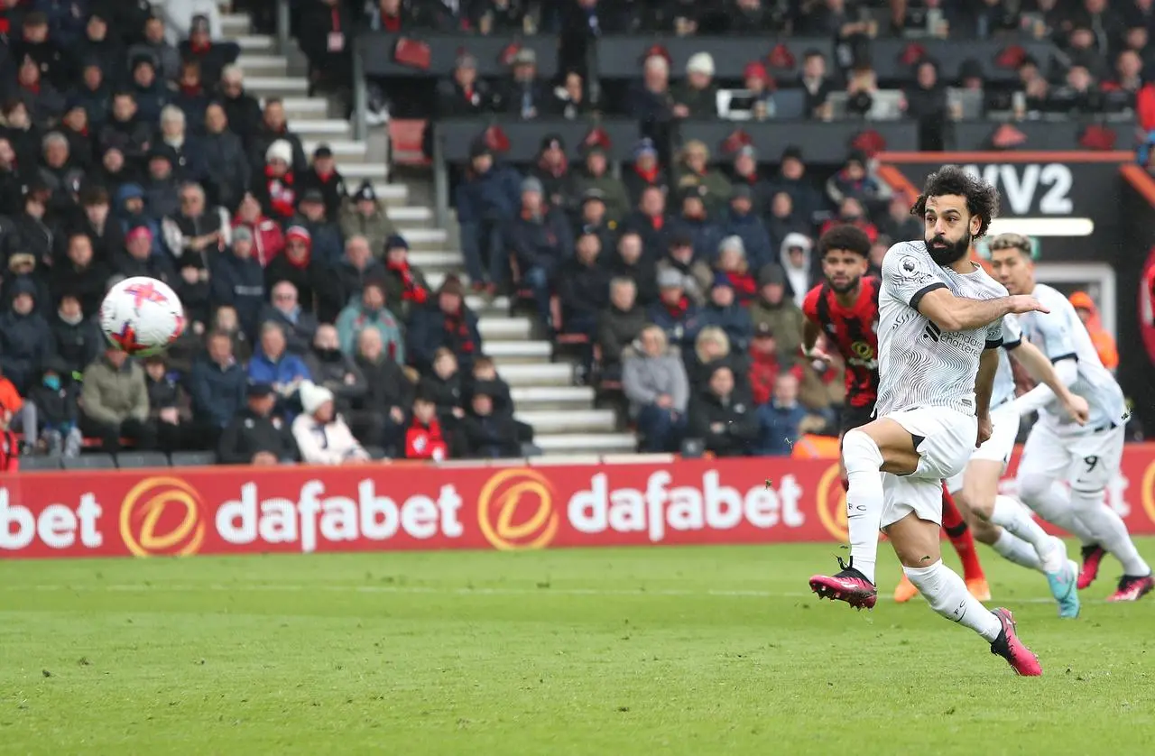 Liverpool’s Mohamed Salah misses a penalty 