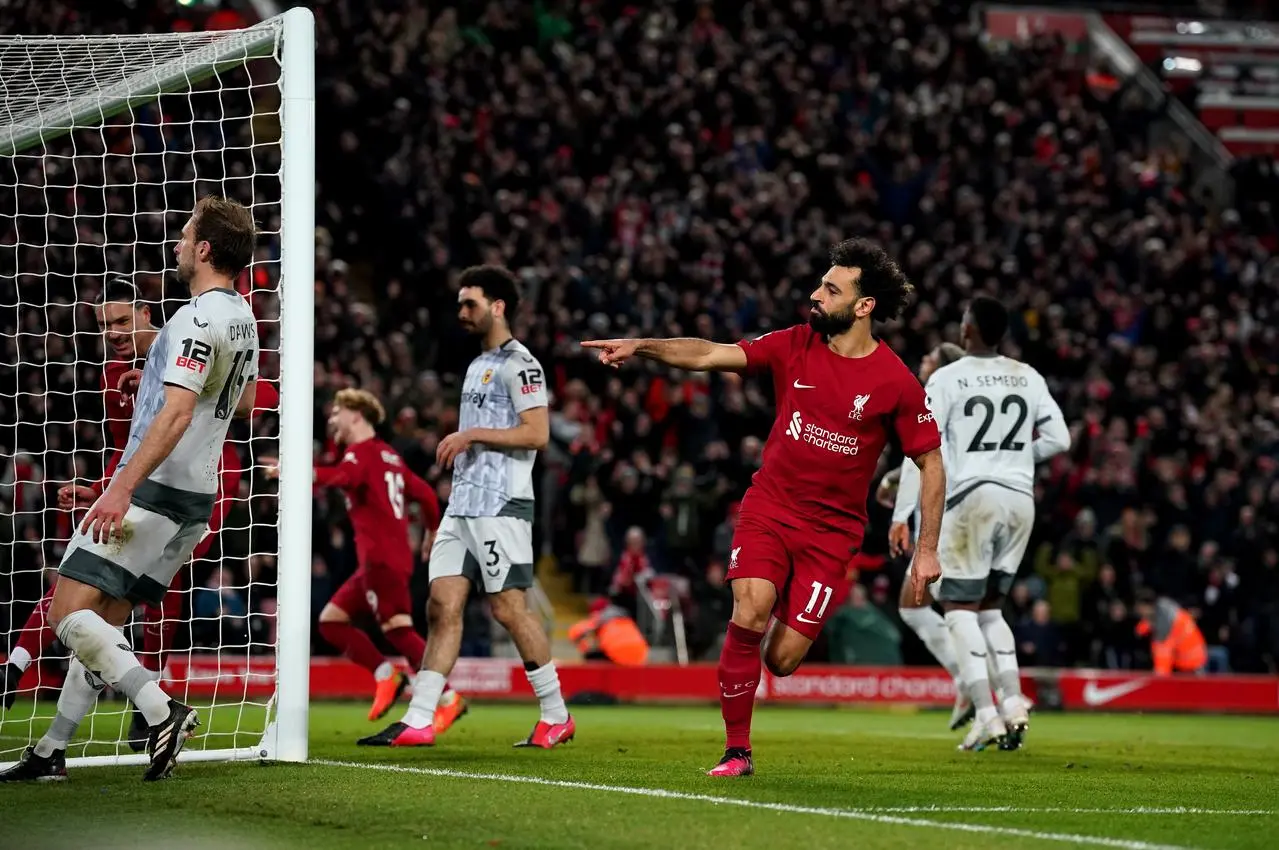 Mohamed Salah celebrates his goal