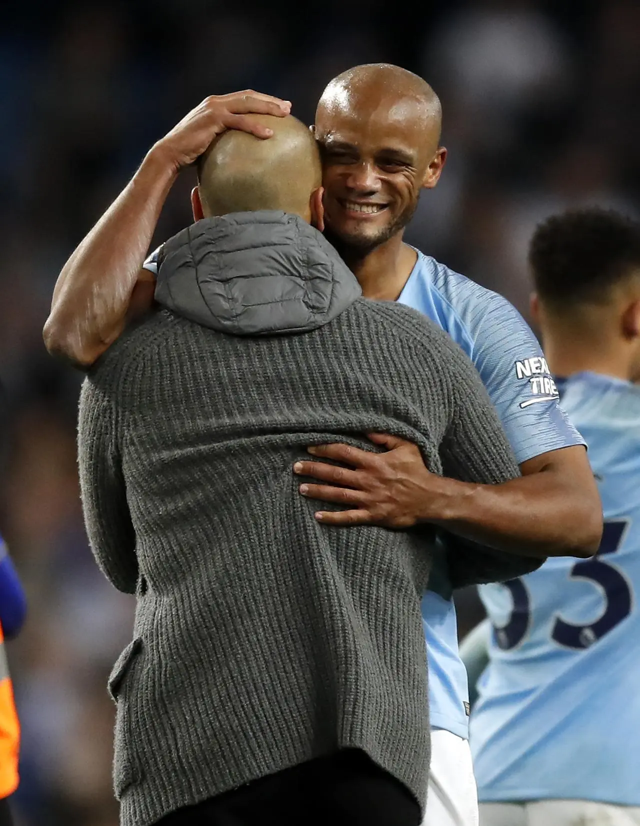 Pep Guardiola (left) and Vincent Kompany (right)