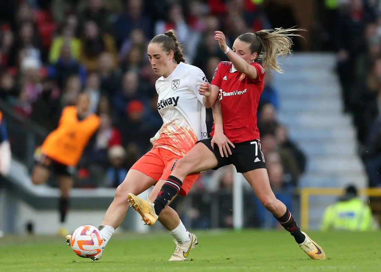 Lucy Parker in action for West Ham against Manchester United (Barrington Coombs/PA)