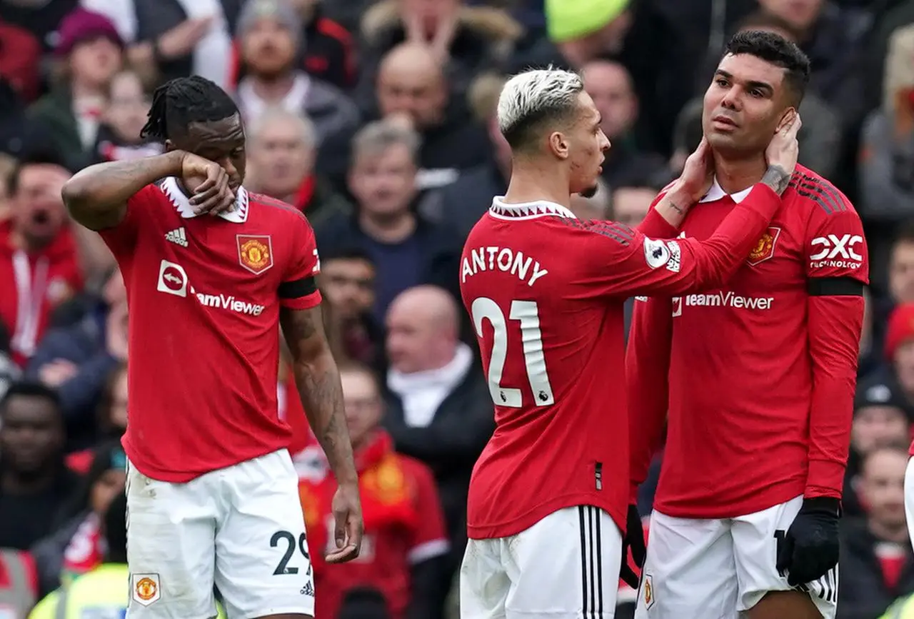 Casemiro, right, has been sent off in two of his last three Premier League appearances (Martin Rickett/PA)