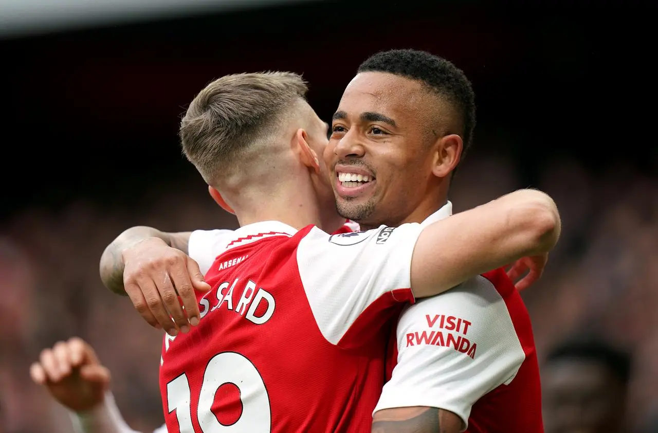 Gabriel Jesus (right) celebrates scoring