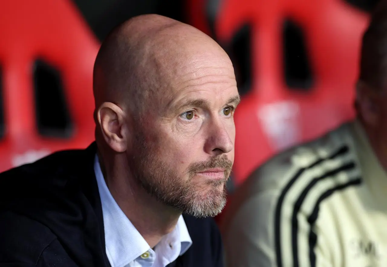 Erik ten Hag watches Manchester United's defeat to Sevilla