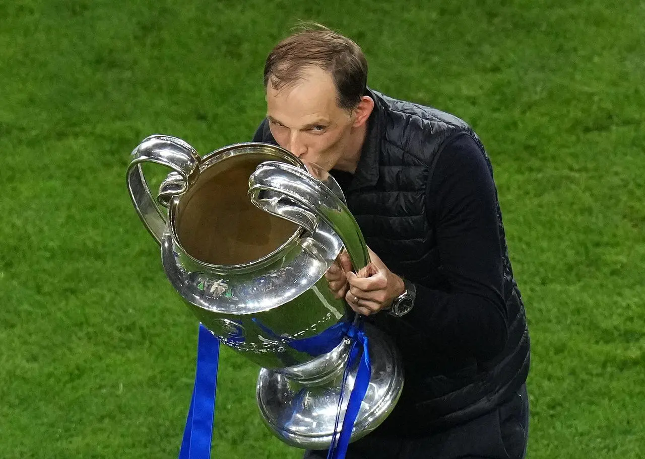 Thomas Tuchel with the Champions League trophy