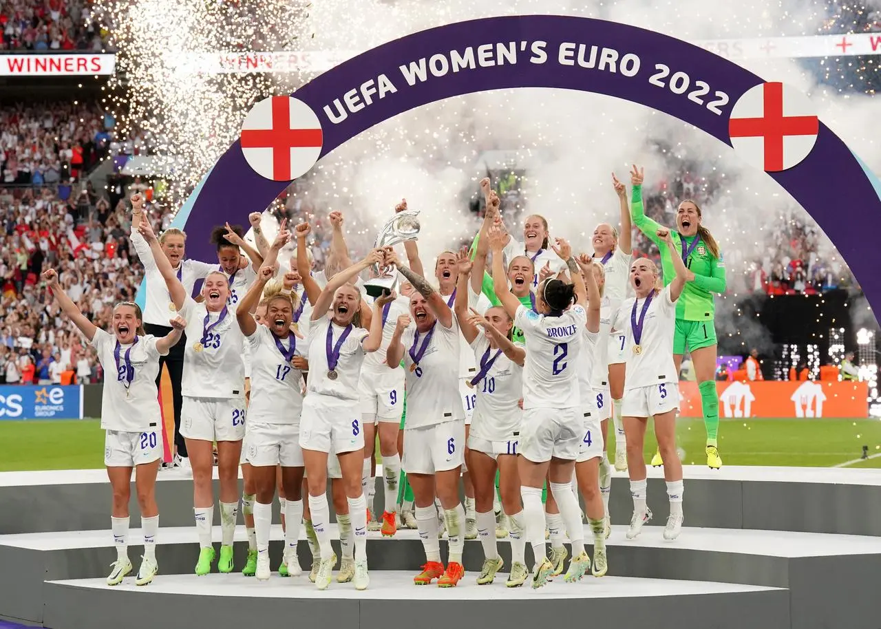 England celebrate their Women's Euro success 