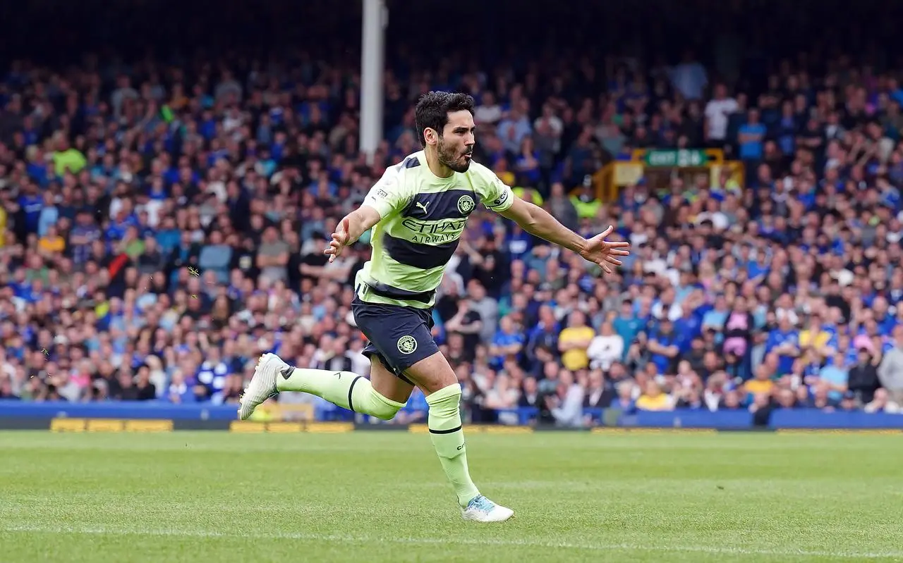 Manchester City’s Ilkay Gundogan celebrates scoring