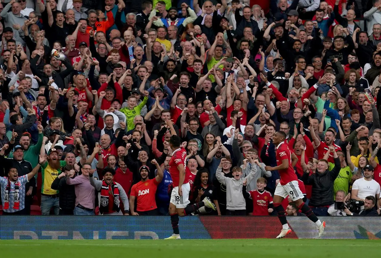 Casemiro celebrates nodding United ahead against Chelsea