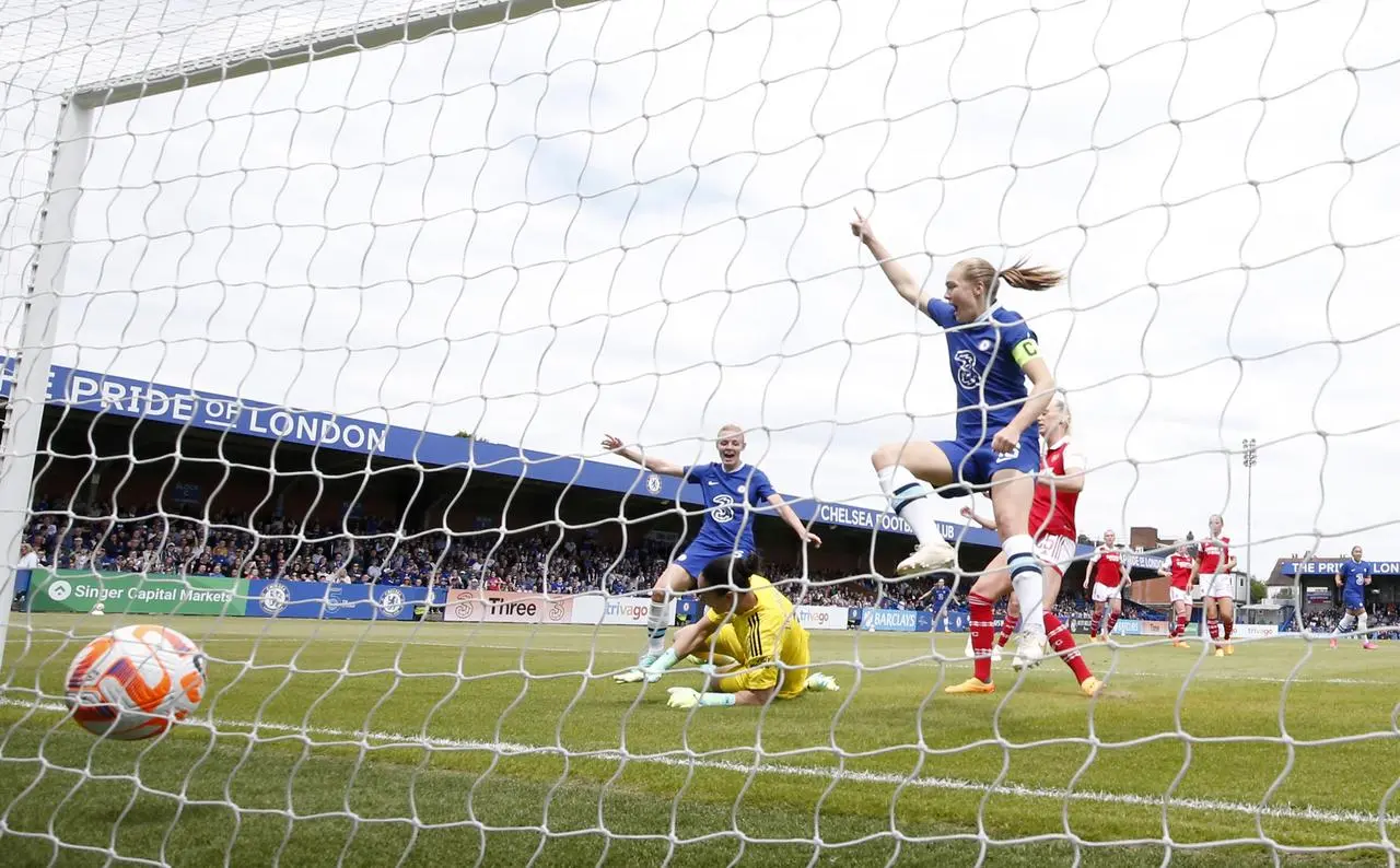 Magda Eriksson makes it 2-0 against Arsenal (Steven Paston/PA)