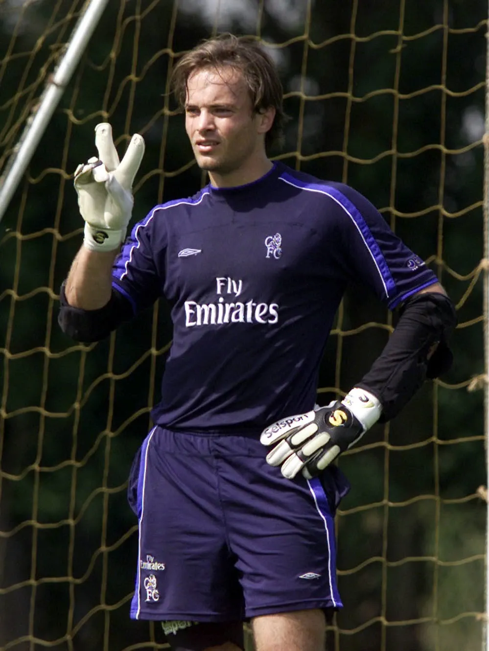 Mark Bosnich during a Chelsea training session