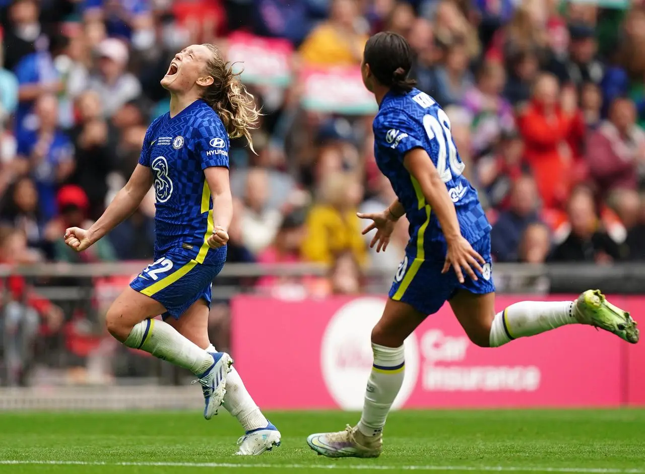 Cuthbert (right) celebrates after scoring in last season's FA Cup final (Mike Egerton/PA)