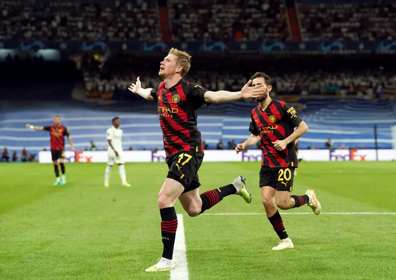 Kevin De Bruyne celebrated an equaliser against Real Madrid