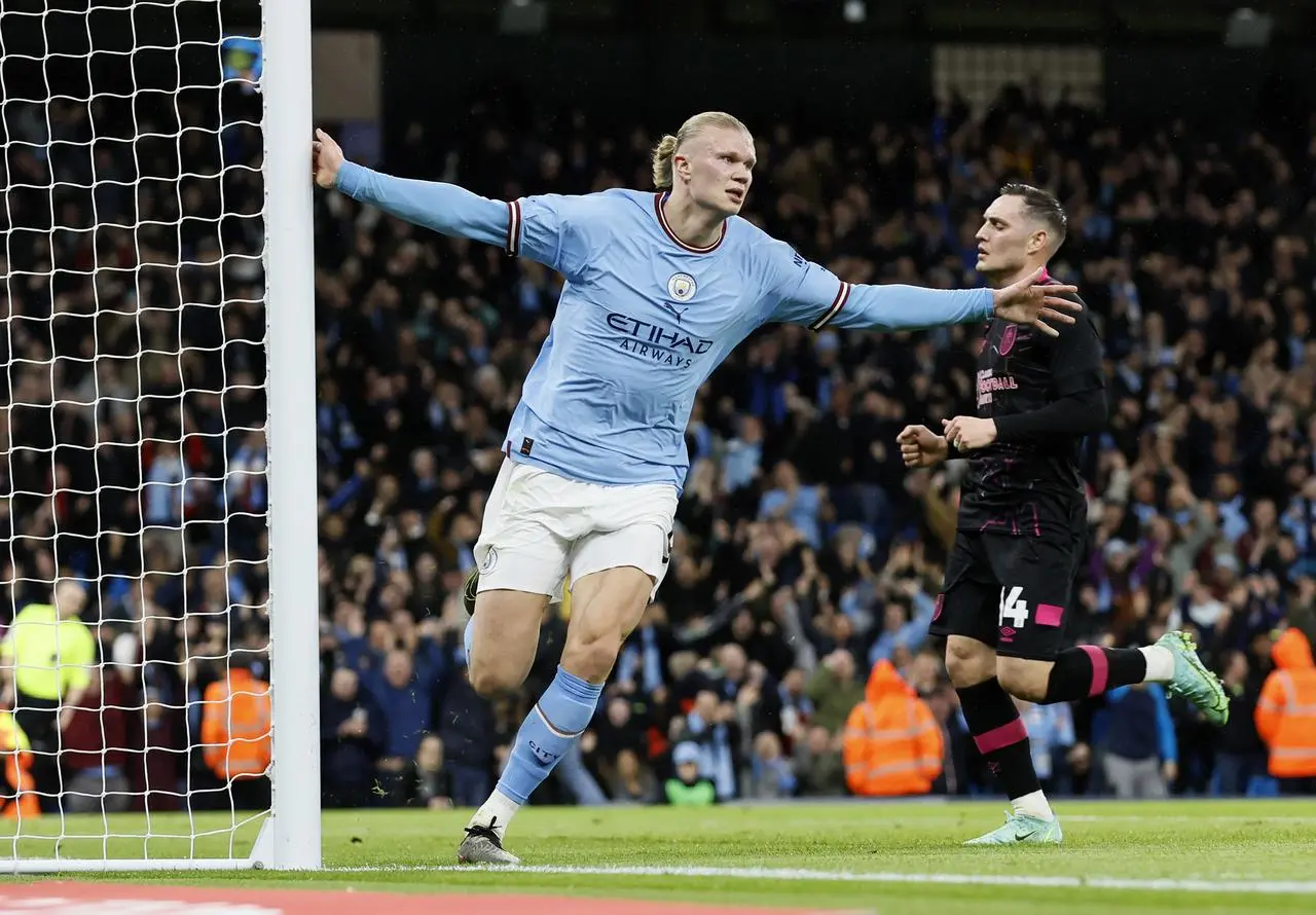 Erling Haaland scores against Burnley