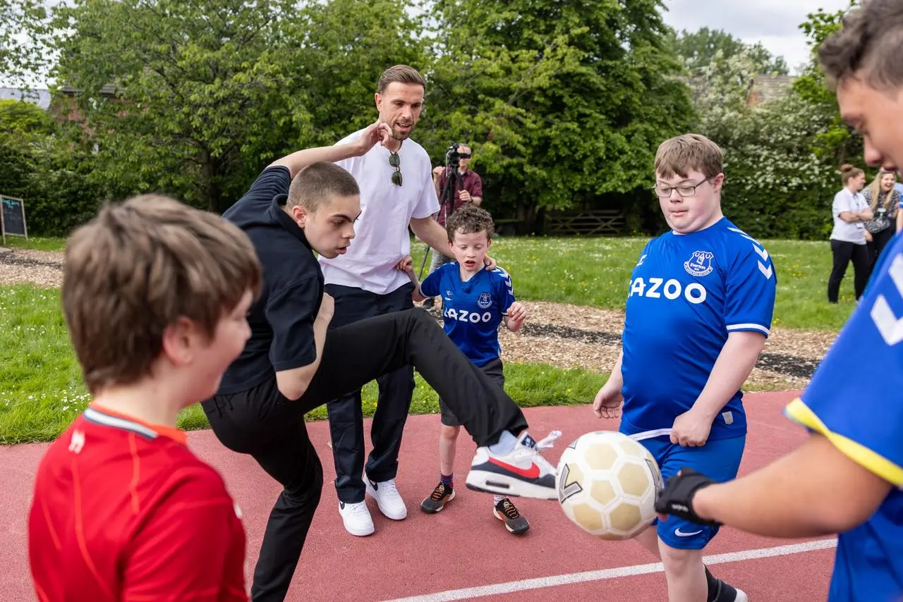 Jordan Henderson visited a school in Crewe as an NHS Charities ambassador