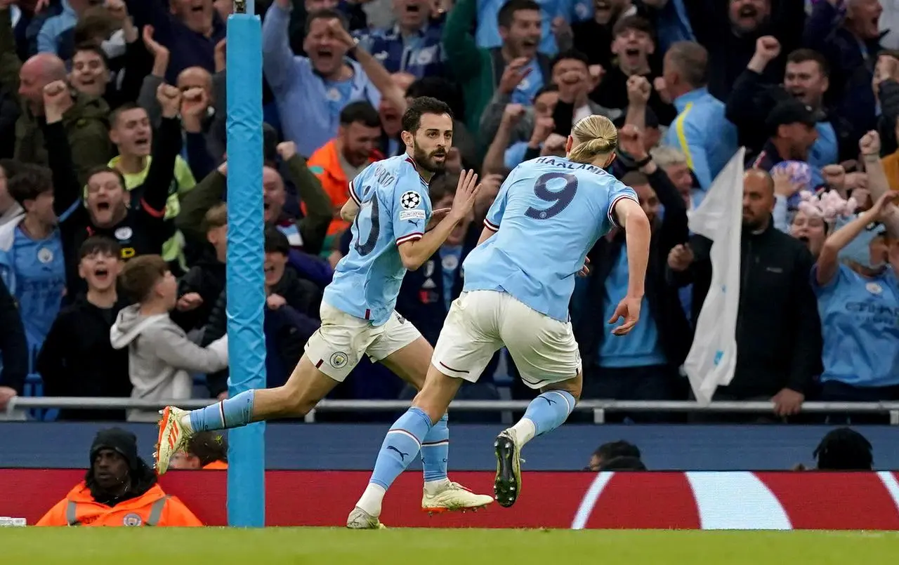 Bernardo Silva (left) scored City’s first two goals 