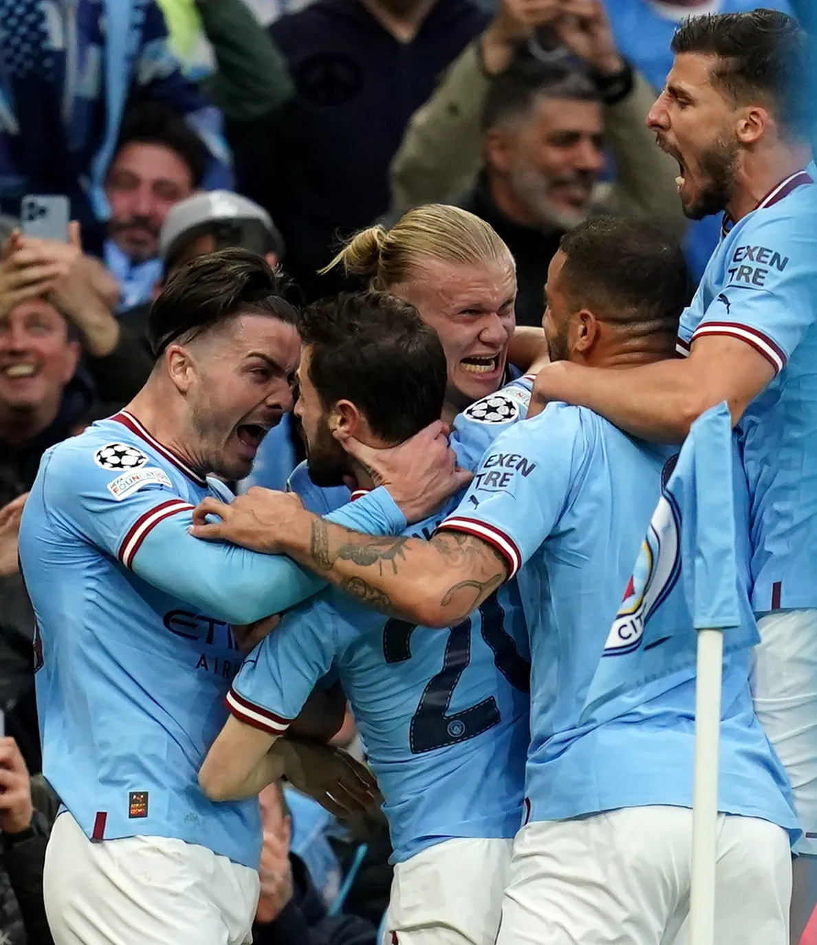 Manchester City celebrate against Real Madrid