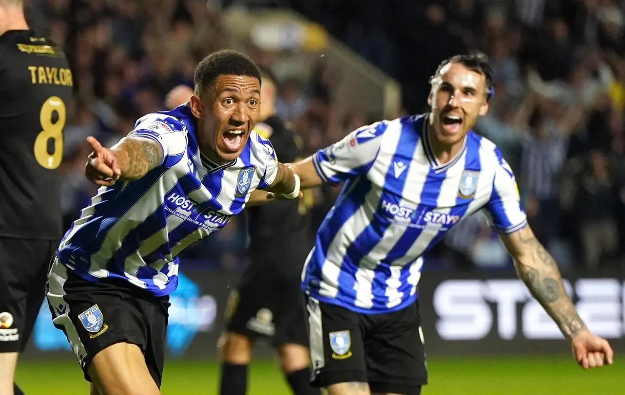 Sheffield Wednesday’s Liam Palmer celebrates scoring their side’s fourth goal