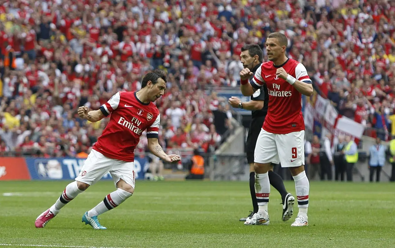 Cazorla celebrates scoring Arsenal’s first goal in the 2014 FA Cup final 