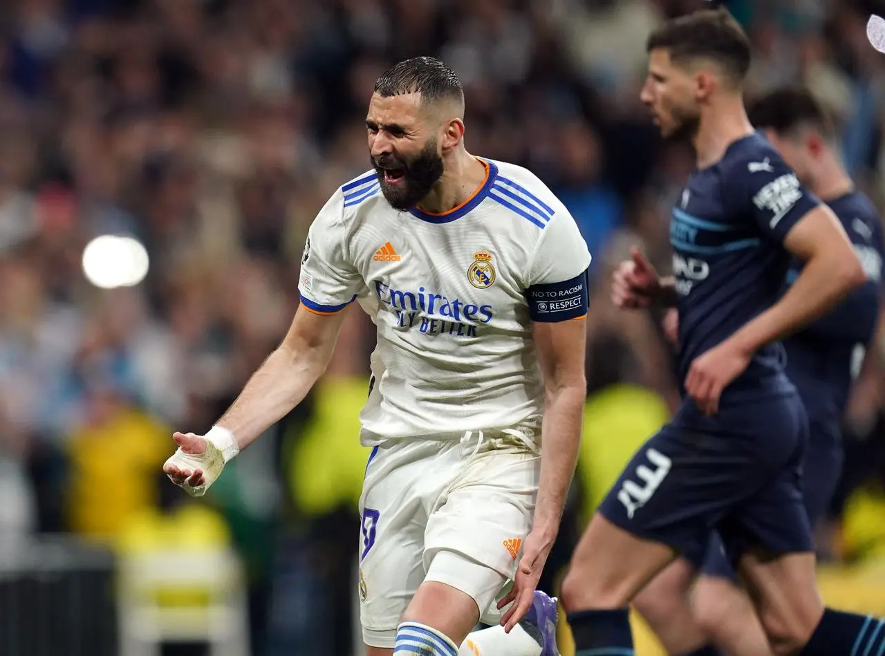 Real Madrid’s Karim Benzema celebrates