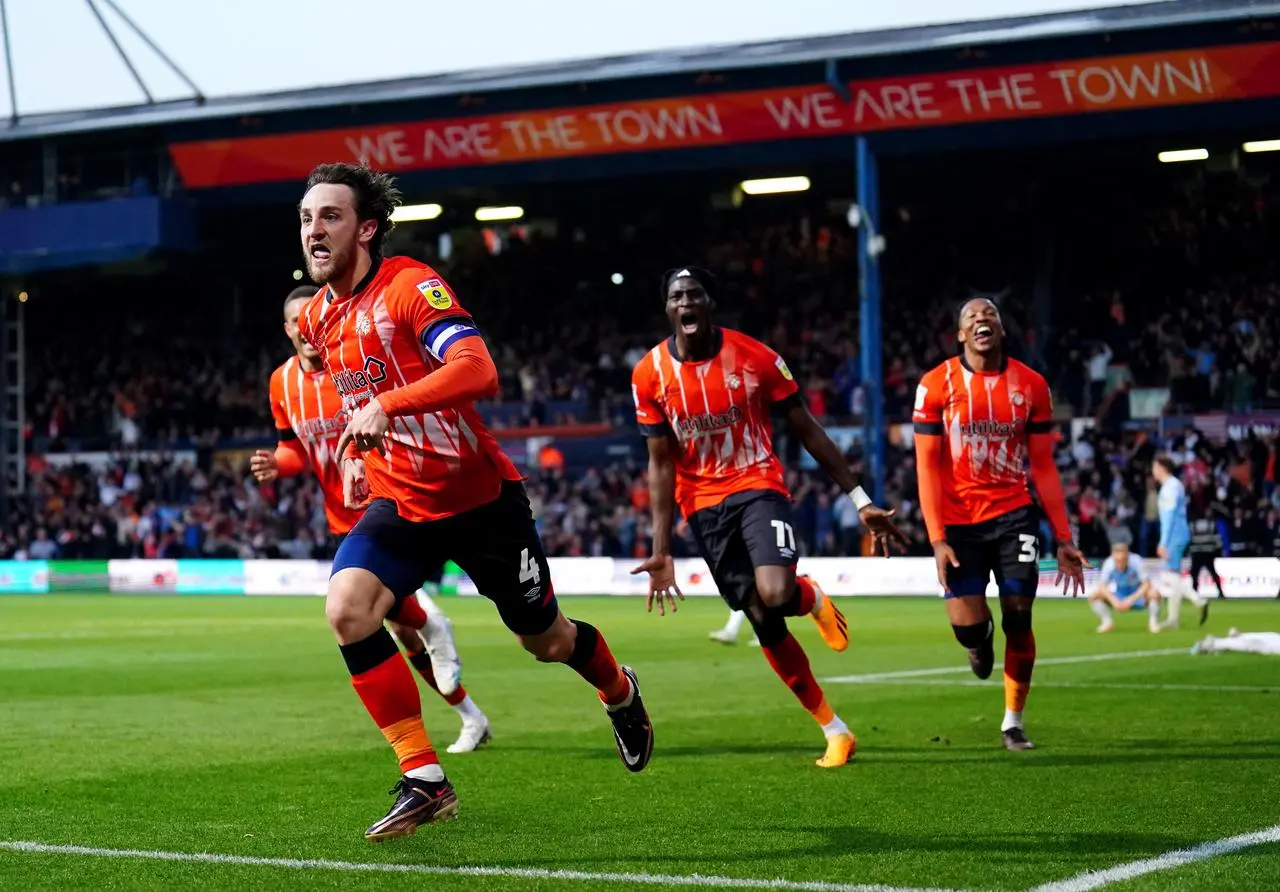 Tom Lockyer celebrates the winner against Sunderland in the Sky Bet Championship playoff semi-finals 