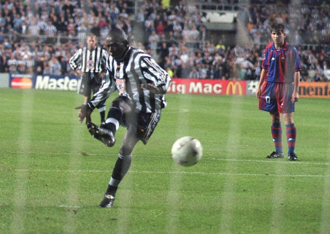 Faustino Asprilla fired Newcastle ahead against Barcelona from the penalty spot 