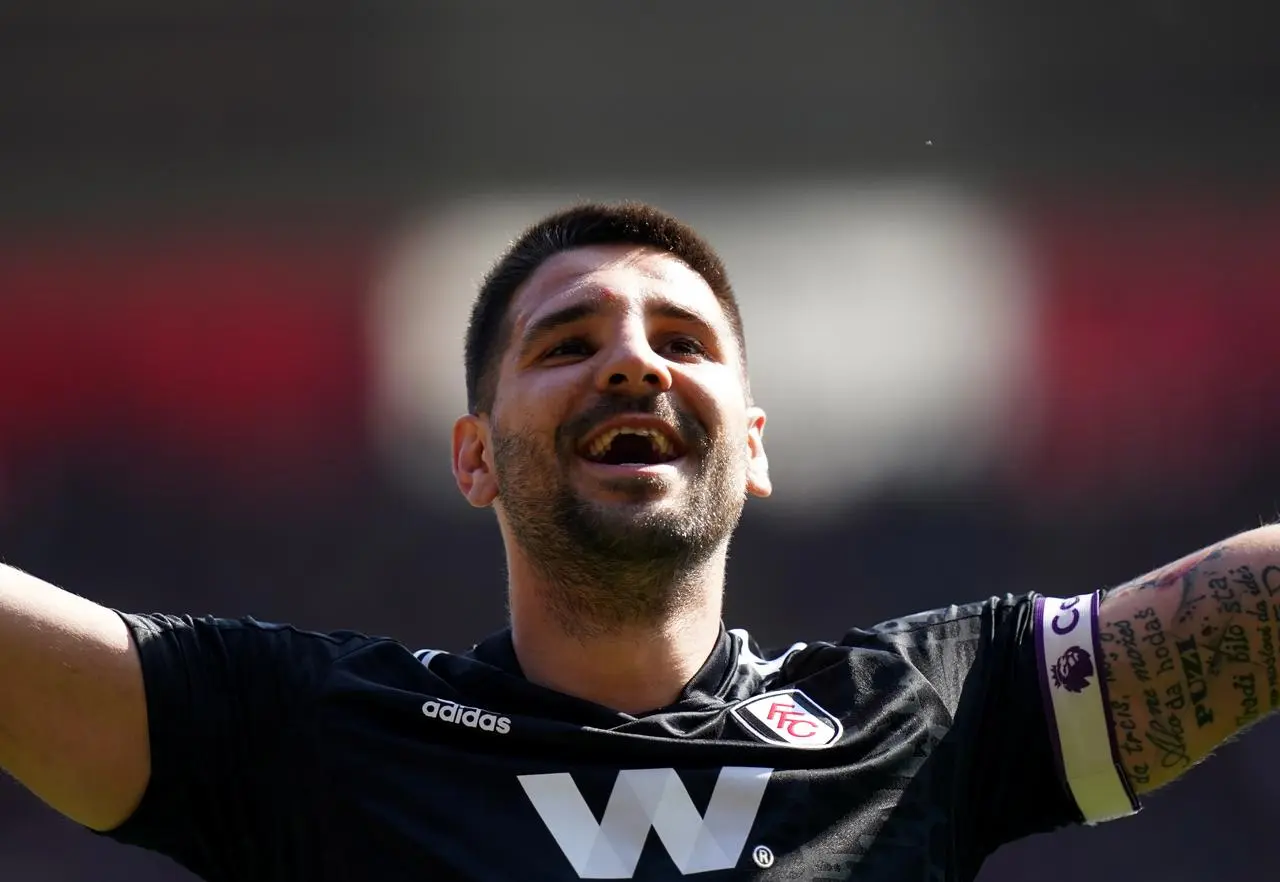 Aleksandar Mitrovic celebrates scoring Fulham’s second goal 