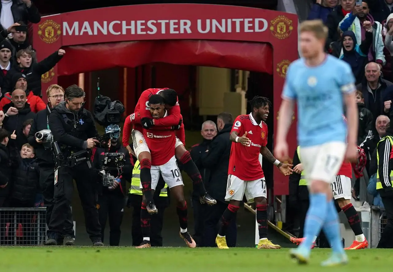 Marcus Rashford was on target when Manchester United beat Manchester City at Old Trafford