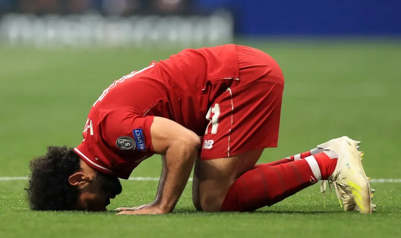 Mohamed Salah celebrates scoring from the penalty spot in Liverpool's Champions League final victory over Tottenham
