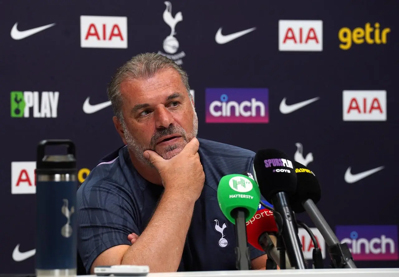 Tottenham head coach Ange Postecoglou during a press conference